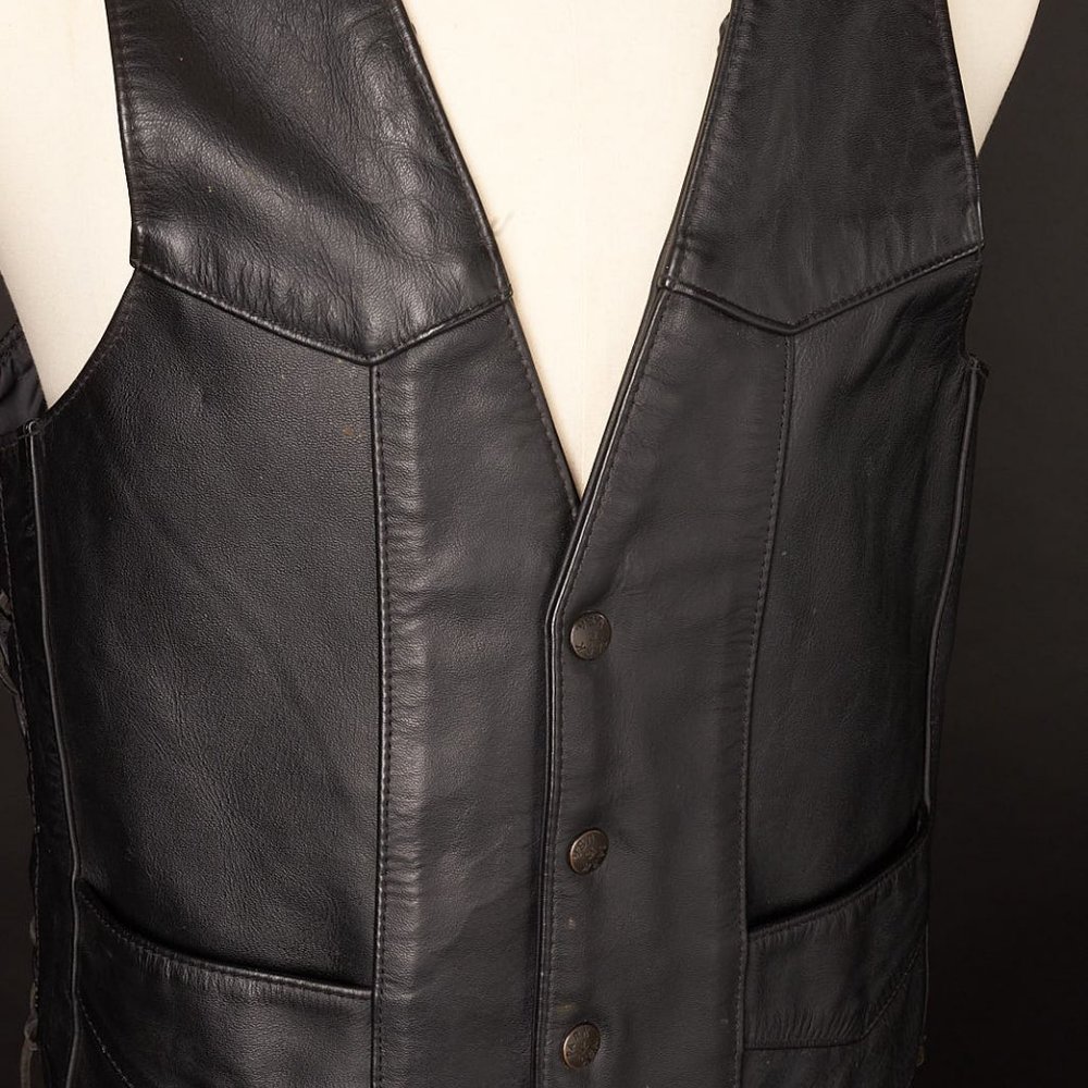 Vintage 1980s Black Leather Vest